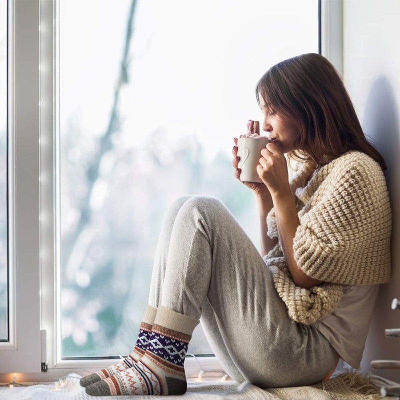 FYC Socks for Women - Stocking Stuffers Gifts for Women - Warm Thick Soft Wool Cozy Crew Socks Christmas Gifts for Woman - Image 3